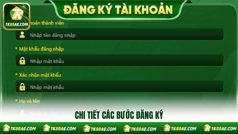 Chi tiết các bước đăng ký Chi tiết các bước đăng ký